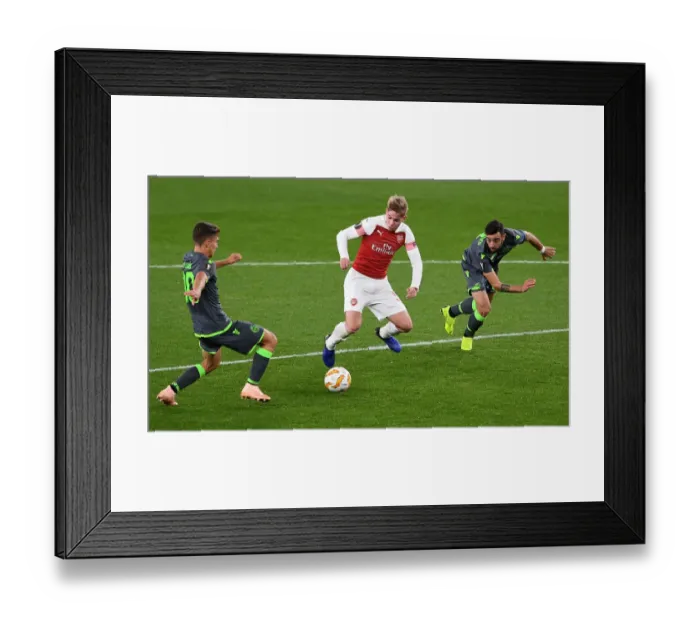 Framed Print : Clash of Talents: Emile Smith Rowe vs. Bruno Fernandes - Arsenal vs. Sporting CP, Europa League 2018-19