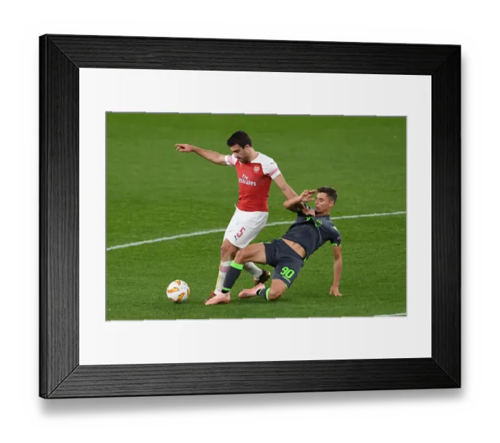 Framed Print : Arsenal vs. Sporting CP: Sokratis vs. Miguel Luis - UEFA Europa League Clash