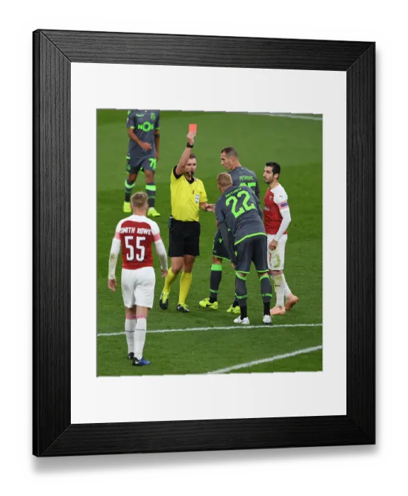 Framed Print : Arsenal vs. Sporting CP: Red Card Showdown - Gediminas Mazeika and Jeremy Mathieu in UEFA Europa League Clash Framed Print : Arsenal vs. Sporting CP: Red Card Showdown - Gediminas Mazeika and Jeremy Mathieu in UEFA Europa League Clash