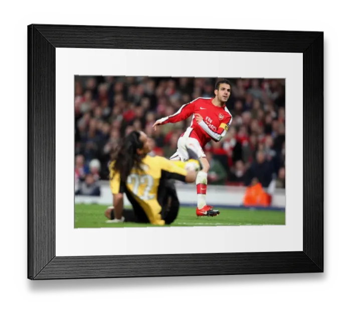 Framed Print : Cesc Fabregas Brilliant Double: Arsenal's 4-1 Champions League Victory over AZ Alkmaar