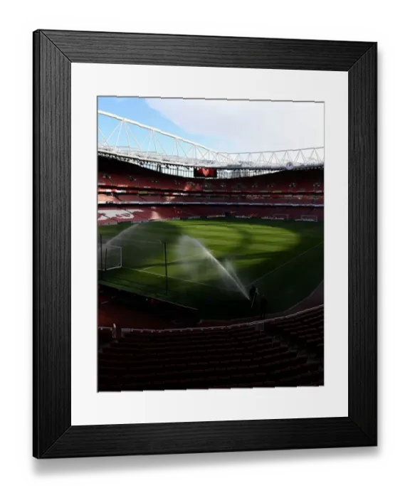 Framed Print : Arsenal vs. Wolverhampton Wanderers: Pitch Preparation at Emirates Stadium (2018-19)