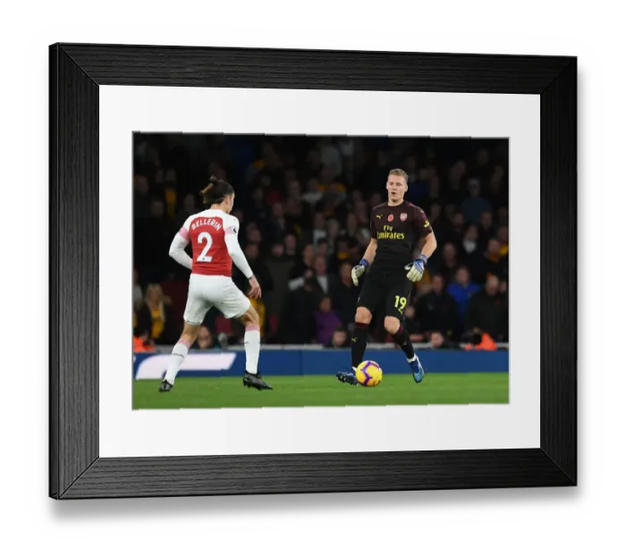 Framed Print : Bernd Leno in Action: Arsenal vs. Wolverhampton Wanderers, Premier League 2018-19