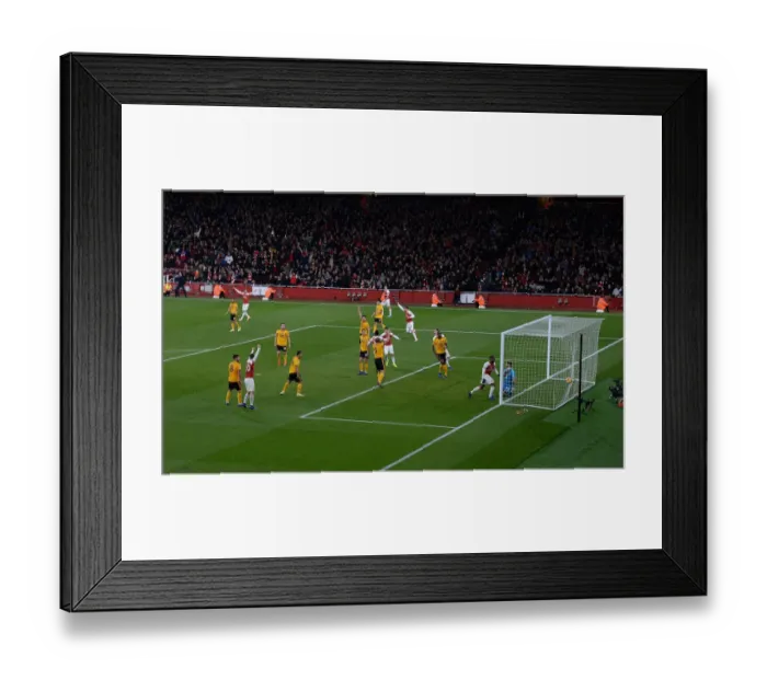 Framed Print : Henrikh Mkhitaryan's Goal Celebration: Arsenal FC vs. Wolverhampton Wanderers, Premier League 2018-19