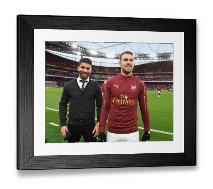 Framed Print : Arsenal Legends Eduardo and Ramsey Reunite Before Arsenal vs. Wolverhampton Wanderers Framed Print : Arsenal Legends Eduardo and Ramsey Reunite Before Arsenal vs. Wolverhampton Wanderers