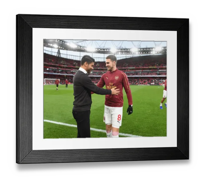 Framed Print : Arsenal Legends Eduardo and Ramsey Reunite Ahead of Arsenal vs. Wolverhampton Wanderers