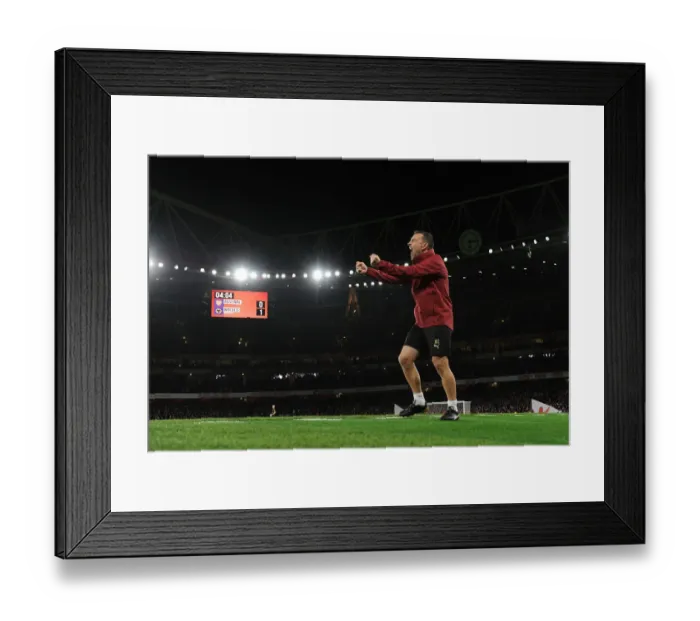 Framed Print : Juan Carlos Carcedo Celebrates Arsenal's Goal Against Wolverhampton Wanderers, Premier League 2018-19