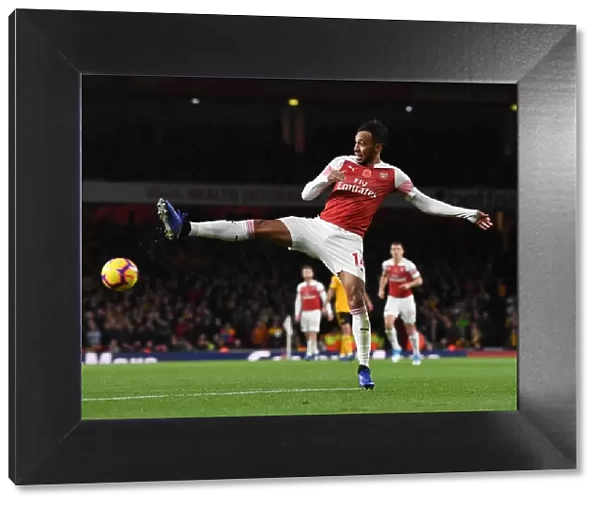 Pierre-Emerick Aubameyang in Action for Arsenal vs. Wolverhampton Wanderers, Premier League 2018-19