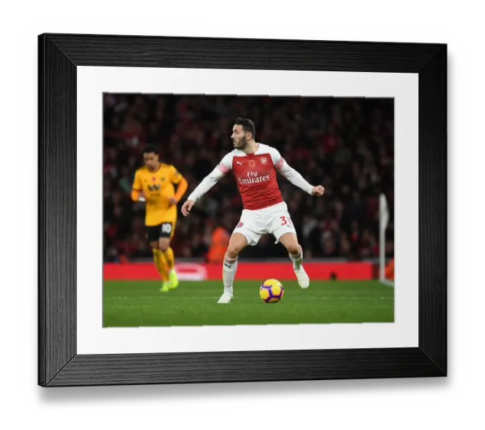 Framed Print : Sead Kolasinac in Action: Arsenal vs. Wolverhampton Wanderers, Premier League 2018-19