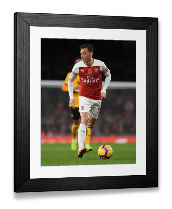 Framed Print : Mesut Ozil: In Action for Arsenal vs. Wolverhampton Wanderers, Premier League 2018-19