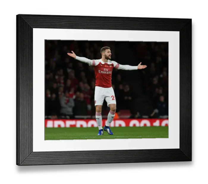Framed Print : Shkodran Mustafi Focuses in Arsenal's Battle Against Wolverhampton Wanderers, 2018-19 Premier League