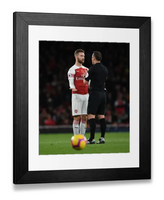 Framed Print : Mustafi Confronts Referee Attwell During Arsenal vs. Wolverhampton Clash (2018-19) Framed Print : Mustafi Confronts Referee Attwell During Arsenal vs. Wolverhampton Clash (2018-19)