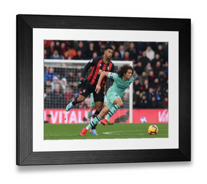 Framed Print : Guendouzi vs Mousset: Battle in the Premier League - AFC Bournemouth vs Arsenal FC