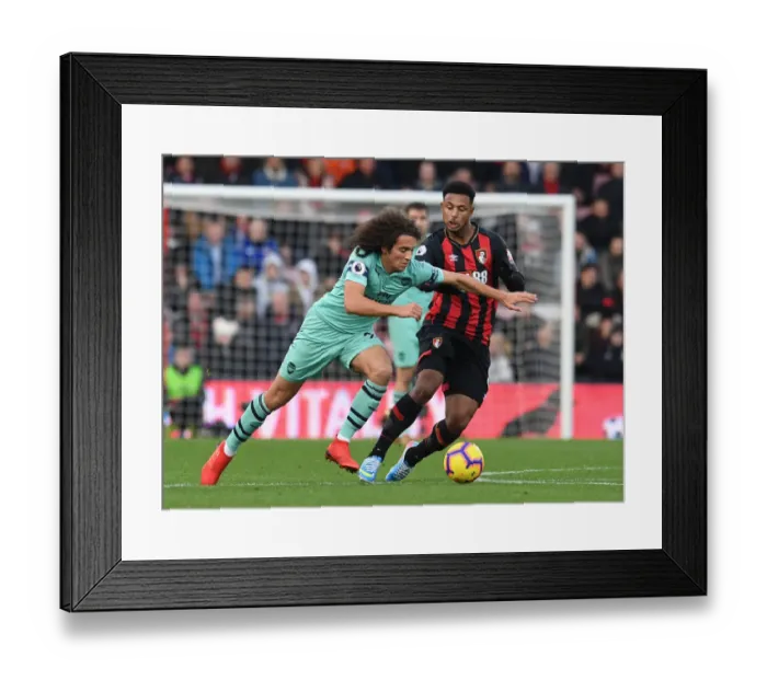 Framed Print : Guendouzi vs Mousset: A Premier League Battle - Arsenal's Matteo Guendouzi Goes Head-to-Head with Bournemouth's Lys Mousset Framed Print : Guendouzi vs Mousset: A Premier League Battle - Arsenal's Matteo Guendouzi Goes Head-to-Head with Bournemouth's Lys Mousset