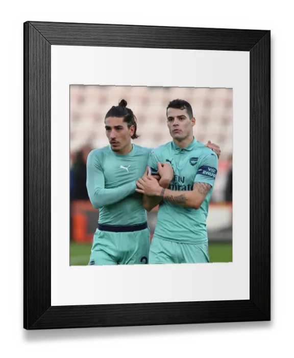 Framed Print : Arsenal's Bellerin and Xhaka Share a Moment after AFC Bournemouth Clash (2018-19)