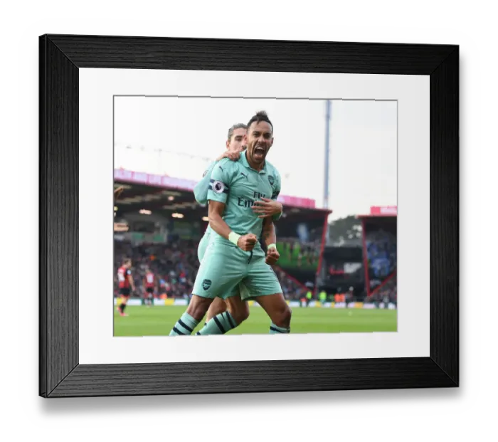 Framed Print : Aubameyang Scores Brace: Arsenal Triumphs Over Bournemouth in Premier League Clash (2018-19)
