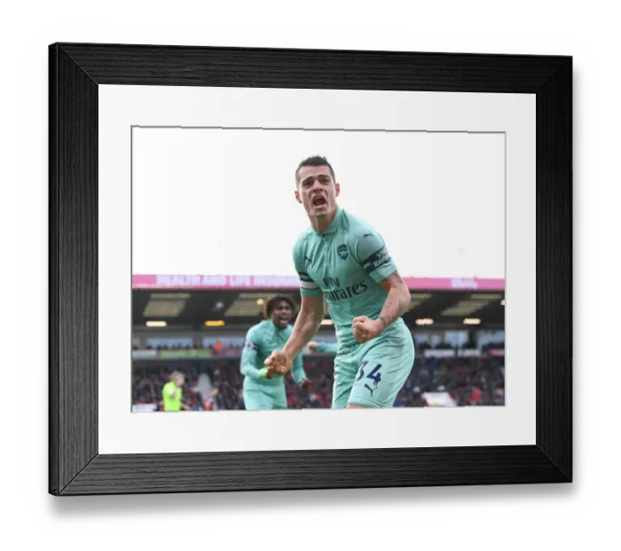 Framed Print : Granit Xhaka's Brace: Arsenal's Triumph over AFC Bournemouth in the Premier League (2018-19)