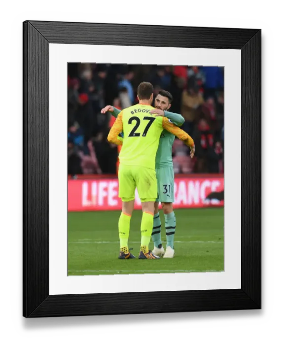 Framed Print : Intense Moment: Sead Kolasinac and Asmir Begovic Clash in AFC Bournemouth vs Arsenal FC Match