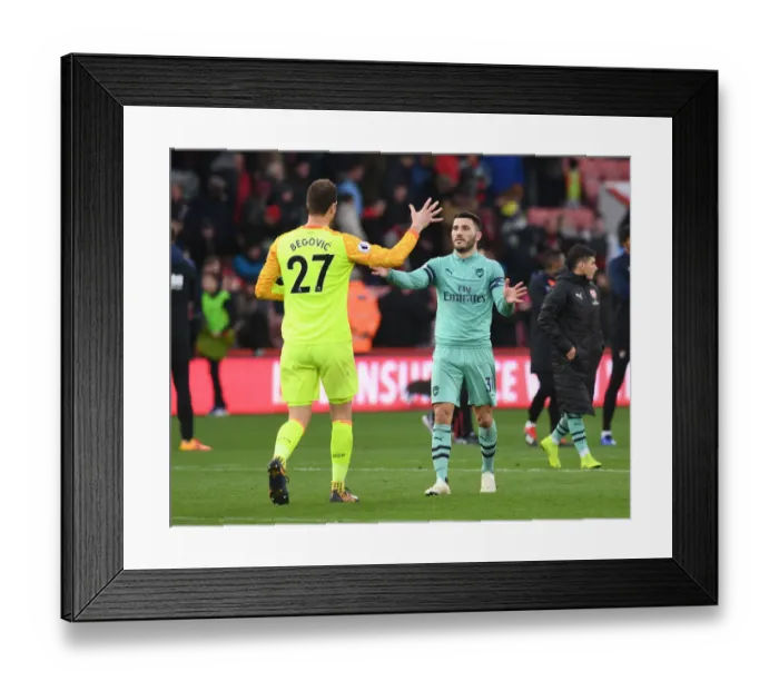 Framed Print : Sead Kolasinac and Asmir Begovic: AFC Bournemouth vs. Arsenal FC - Premier League Showdown Framed Print : Sead Kolasinac and Asmir Begovic: AFC Bournemouth vs. Arsenal FC - Premier League Showdown