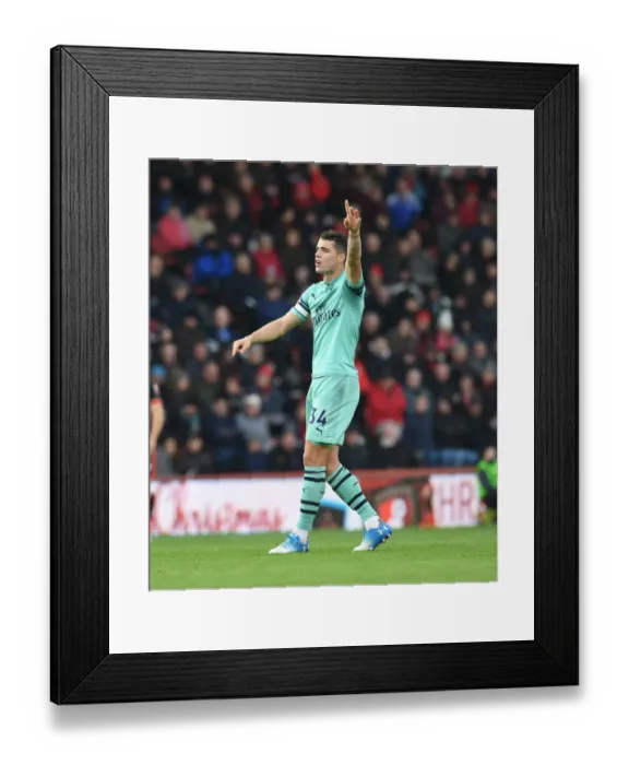Framed Print : Granit Xhaka: In Action for Arsenal Against Bournemouth, Premier League 2018-19