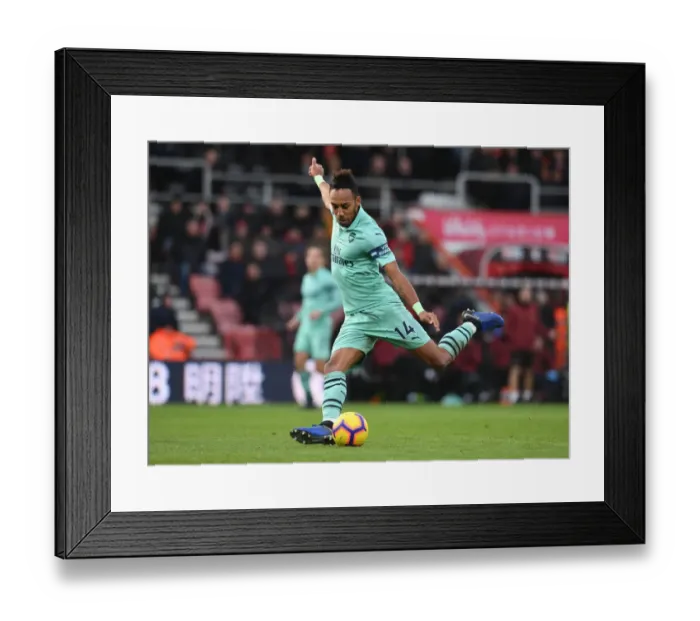 Framed Print : Arsenal's Aubameyang Shines: Premier League Showdown vs. AFC Bournemouth (2018-19)