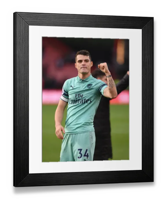 Framed Print : Granit Xhaka Celebrates Arsenal's Win Against AFC Bournemouth, 2018-19 Premier League Framed Print : Granit Xhaka Celebrates Arsenal's Win Against AFC Bournemouth, 2018-19 Premier League