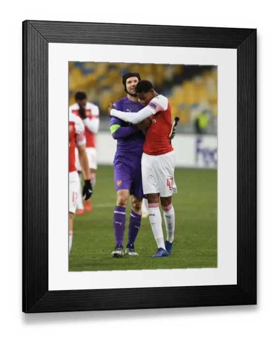 Framed Print : Arsenal's Petr Cech and Zech Medley Celebrate UEFA Europa League Victory over Vorskla Poltava