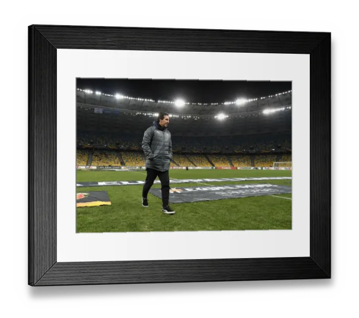 Framed Print : Unai Emery Scouts Pitch Before Arsenal's Europa League Clash Against Vorskla Poltava