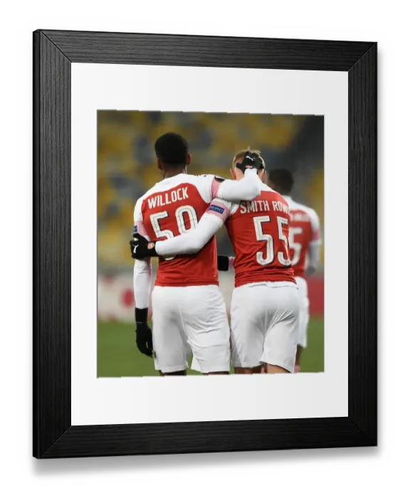 Framed Print : Emile Smith Rowe and Joe Willock Celebrate First Goal for Arsenal against Vorskla Poltava in Europa League Framed Print : Emile Smith Rowe and Joe Willock Celebrate First Goal for Arsenal against Vorskla Poltava in Europa League
