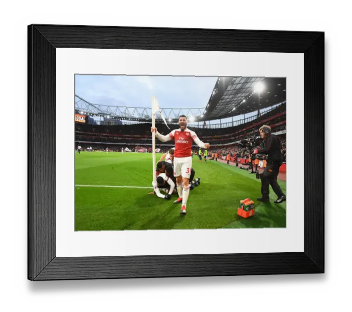Framed Print : Sead Kolasinac's Euphoria: Arsenal's Triumphant Third Goal Against Tottenham (2018-19) Framed Print : Sead Kolasinac's Euphoria: Arsenal's Triumphant Third Goal Against Tottenham (2018-19)