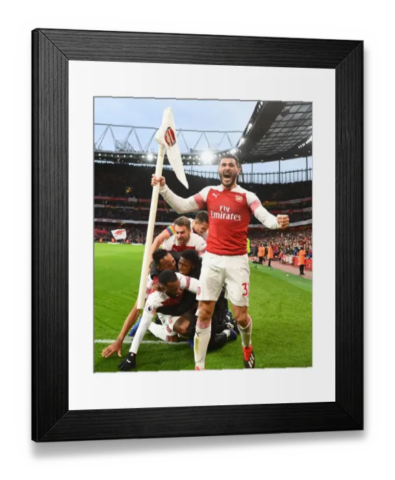 Framed Print : Sead Kolasinac Celebrates Arsenal's Third Goal Against Tottenham Hotspur (2018-19)