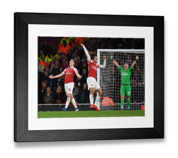Framed Print : Arsenal Celebrate Hard-Fought Victory Over Tottenham Hotspur: Holding, Guendouzi, Leno Framed Print : Arsenal Celebrate Hard-Fought Victory Over Tottenham Hotspur: Holding, Guendouzi, Leno