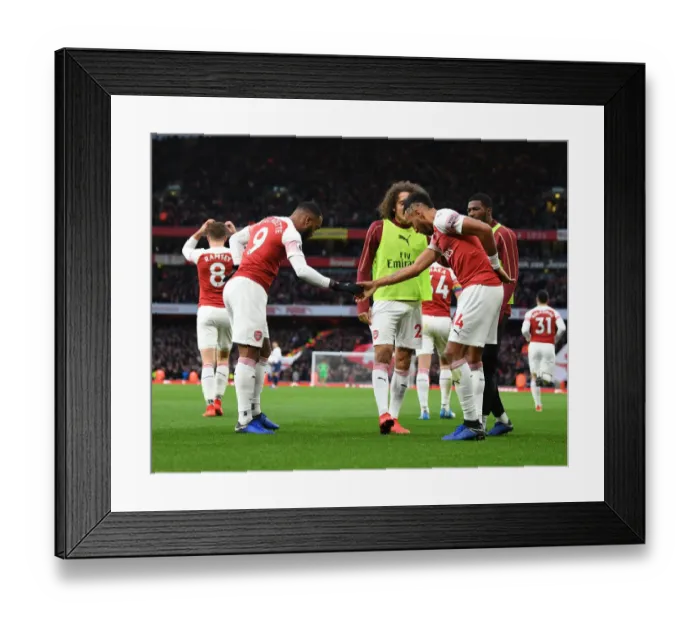 Framed Print : Arsenal's Lacazette and Aubameyang: Unstoppable Duo in Full Swing as They Celebrate Goals Against Tottenham in the 2018-19 Premier League Clash Framed Print : Arsenal's Lacazette and Aubameyang: Unstoppable Duo in Full Swing as They Celebrate Goals Against Tottenham in the 2018-19 Premier League Clash