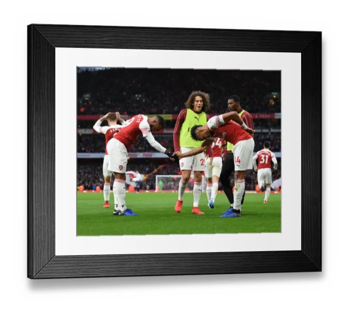 Framed Print : Arsenal's Lacazette and Aubameyang: Unstoppable Duo Celebrates Goals Against Tottenham in the 2018-19 Premier League Clash Framed Print : Arsenal's Lacazette and Aubameyang: Unstoppable Duo Celebrates Goals Against Tottenham in the 2018-19 Premier League Clash