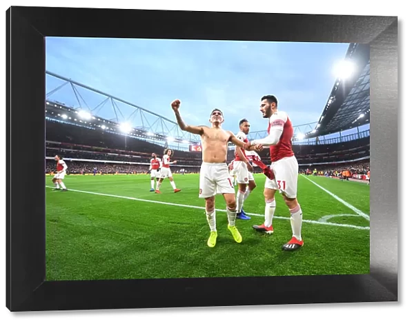 Torreira and Kolasinac Celebrate Arsenal's Fourth Goal vs. Tottenham (2018-19)