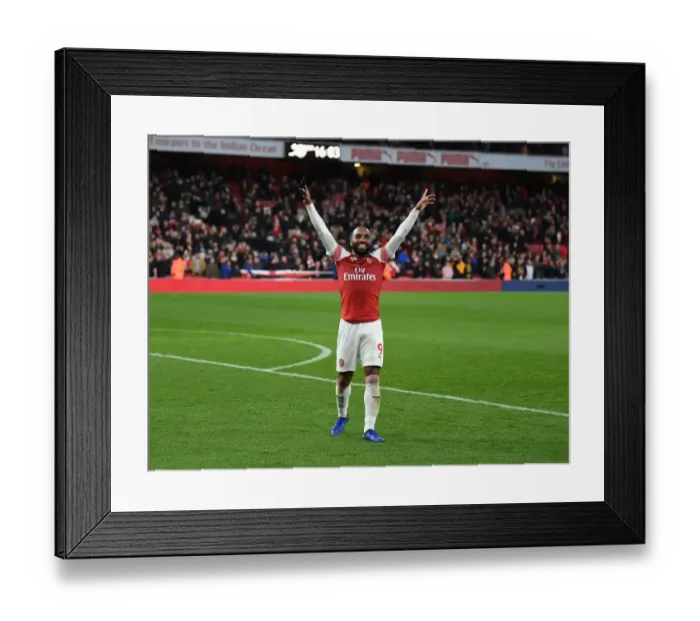 Framed Print : Alex Lacazette's Goal Celebration: Arsenal FC vs. Tottenham Hotspur, Premier League 2018-19