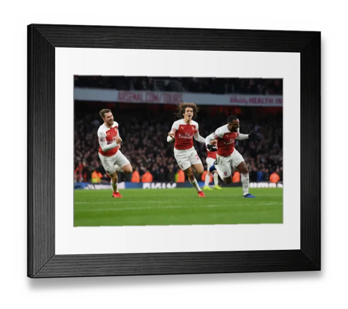 Framed Print : Arsenal's Lacazette, Ramsey, and Guendouzi Celebrate Goals Against Tottenham in 2018-19 Premier League Framed Print : Arsenal's Lacazette, Ramsey, and Guendouzi Celebrate Goals Against Tottenham in 2018-19 Premier League