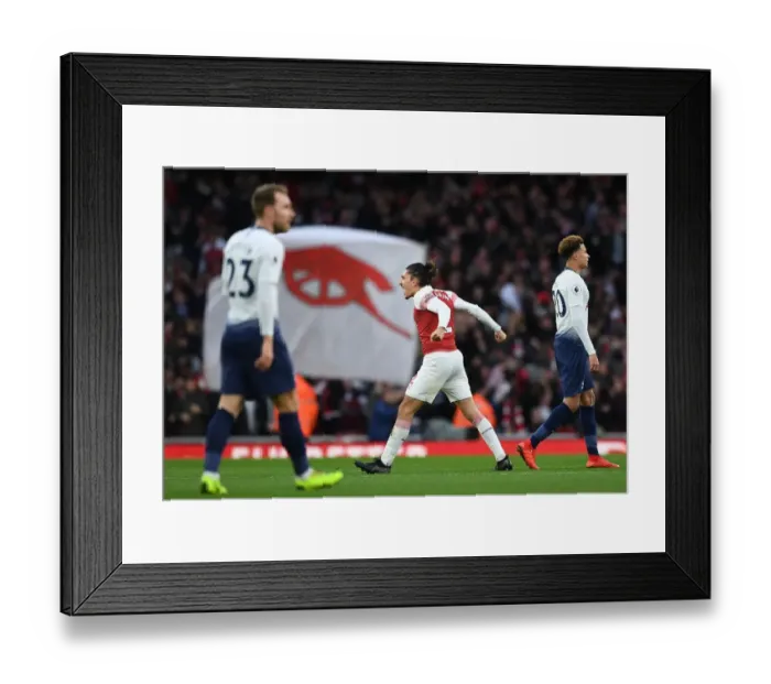 Framed Print : Hector Bellerin Celebrates Arsenal's Third Goal Against Tottenham Hotspur (Premier League 2018-19) Framed Print : Hector Bellerin Celebrates Arsenal's Third Goal Against Tottenham Hotspur (Premier League 2018-19)