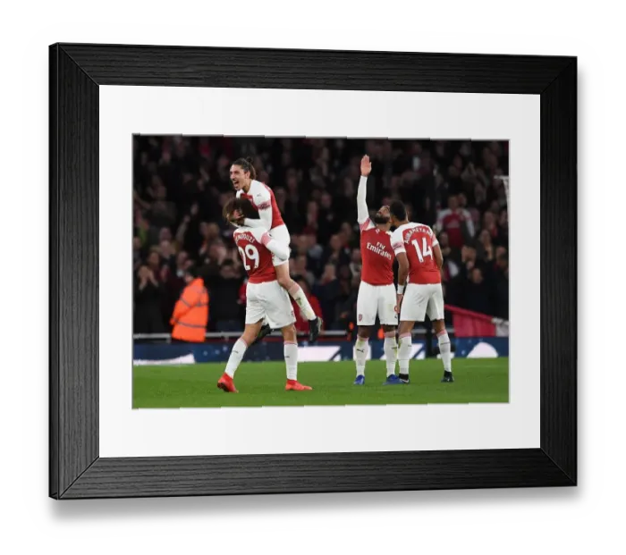 Framed Print : Hector Bellerin's Celebration: Arsenal's Victory Over Tottenham Hotspur (2018-19)