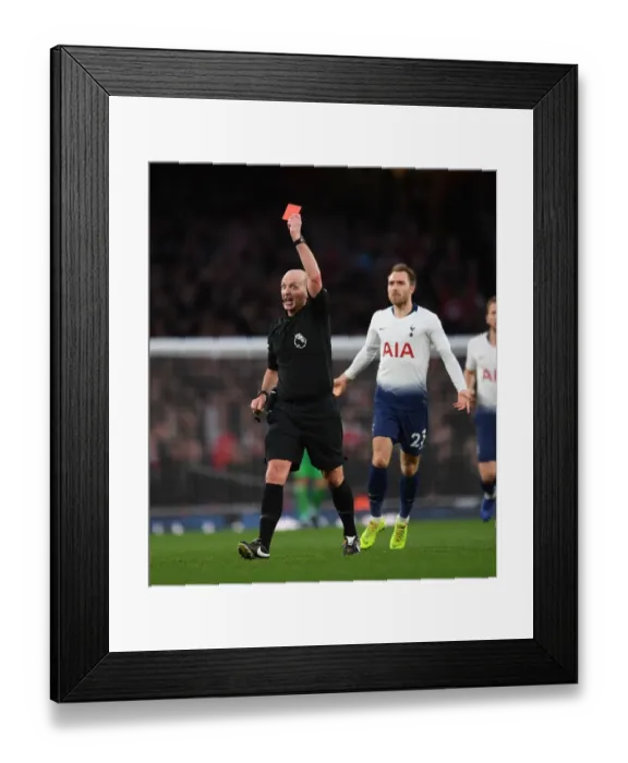 Framed Print : Arsenal vs. Tottenham: Mike Dean Shows Red Card in Intense Premier League Clash Framed Print : Arsenal vs. Tottenham: Mike Dean Shows Red Card in Intense Premier League Clash