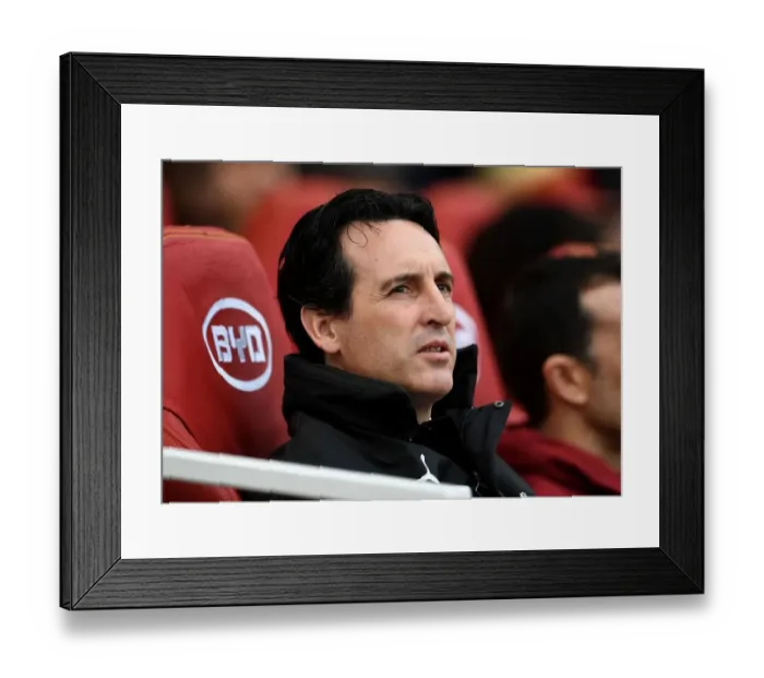 Framed Print : Unai Emery: Arsenal Coach Ahead of Arsenal vs. Tottenham Hotspur, Premier League 2018-19