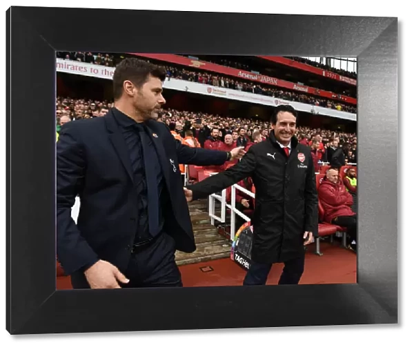 Unai Emery and Mauricio Pochettino Pre-Match Greeting: Arsenal FC vs. Tottenham Hotspur, Premier League, 2018-19
