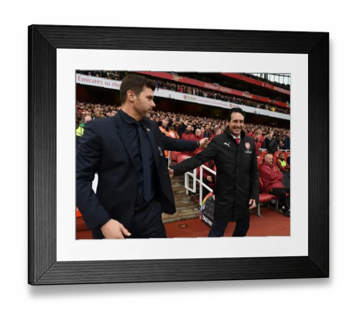 Framed Print : Unai Emery and Mauricio Pochettino Pre-Match Greeting: Arsenal FC vs. Tottenham Hotspur, Premier League, 2018-19 Framed Print : Unai Emery and Mauricio Pochettino Pre-Match Greeting: Arsenal FC vs. Tottenham Hotspur, Premier League, 2018-19