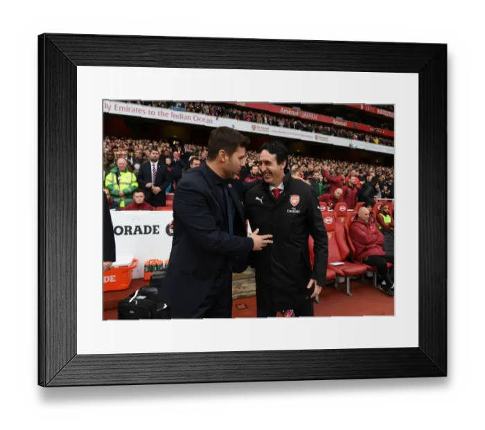 Framed Print : Premier League Rivals Unite: Emery and Pochettino's Pre-Match Encounter at Arsenal's Emirates Stadium Framed Print : Premier League Rivals Unite: Emery and Pochettino's Pre-Match Encounter at Arsenal's Emirates Stadium