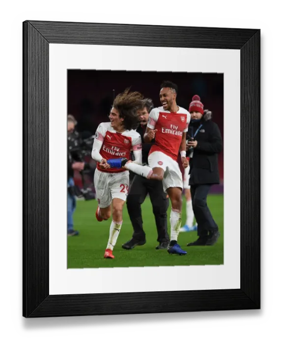 Framed Print : Arsenal Celebrate: Guendouzi and Aubameyang Rejoice in Arsenal's Victory over Tottenham Framed Print : Arsenal Celebrate: Guendouzi and Aubameyang Rejoice in Arsenal's Victory over Tottenham