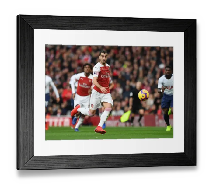 Framed Print : Arsenal's Mkhitaryan Faces Off Against Tottenham in Premier League Clash