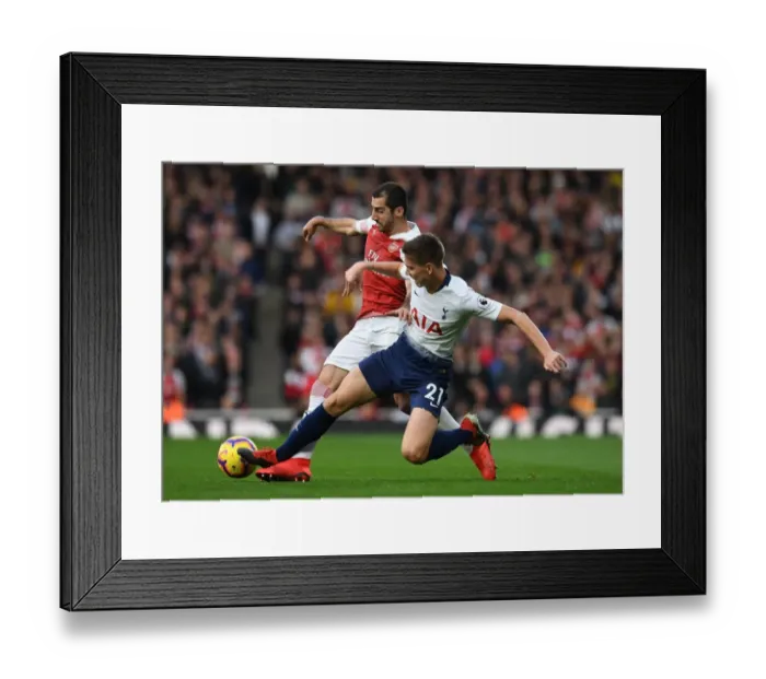 Framed Print : Intense Rivalry: Mkhitaryan vs. Foyth in Arsenal vs. Tottenham Premier League Showdown Framed Print : Intense Rivalry: Mkhitaryan vs. Foyth in Arsenal vs. Tottenham Premier League Showdown