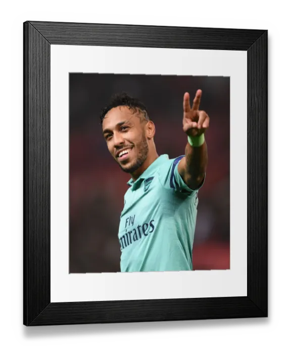 Framed Print : Pierre-Emerick Aubameyang Celebrates with Arsenal Fans after Manchester United Victory (2018-19) Framed Print : Pierre-Emerick Aubameyang Celebrates with Arsenal Fans after Manchester United Victory (2018-19)
