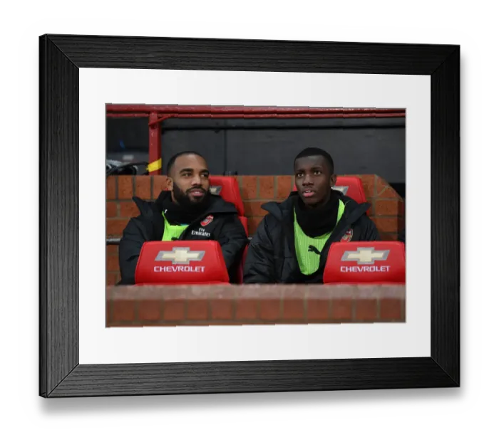 Framed Print : Arsenal Substitutes Lacazette and Nketiah Before Manchester United Clash Framed Print : Arsenal Substitutes Lacazette and Nketiah Before Manchester United Clash