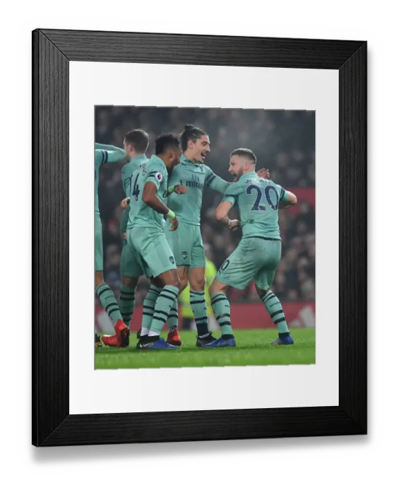 Framed Print : Arsenal's Unforgettable Triumph: Mustafi, Aubameyang, and Bellerin's Goal Celebration vs. Manchester United (2018-19) Framed Print : Arsenal's Unforgettable Triumph: Mustafi, Aubameyang, and Bellerin's Goal Celebration vs. Manchester United (2018-19)
