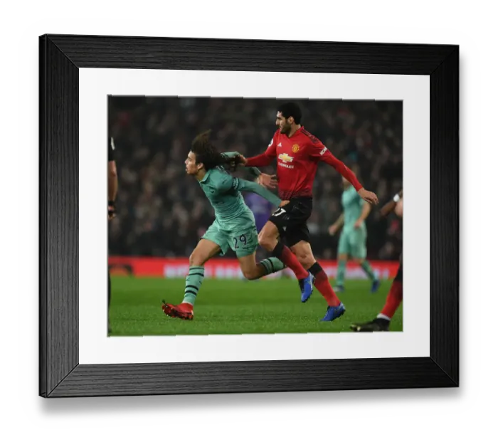 Framed Print : Fellaini vs. Guendouzi: Intense Rivalry at Old Trafford (Manchester United v Arsenal 2018-19)